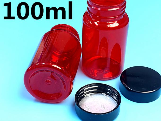 Pet Plastic Red 100ml 150ml Medicine Capsule Pill Bottle Packaging Container Healthcare Supplement Bottle