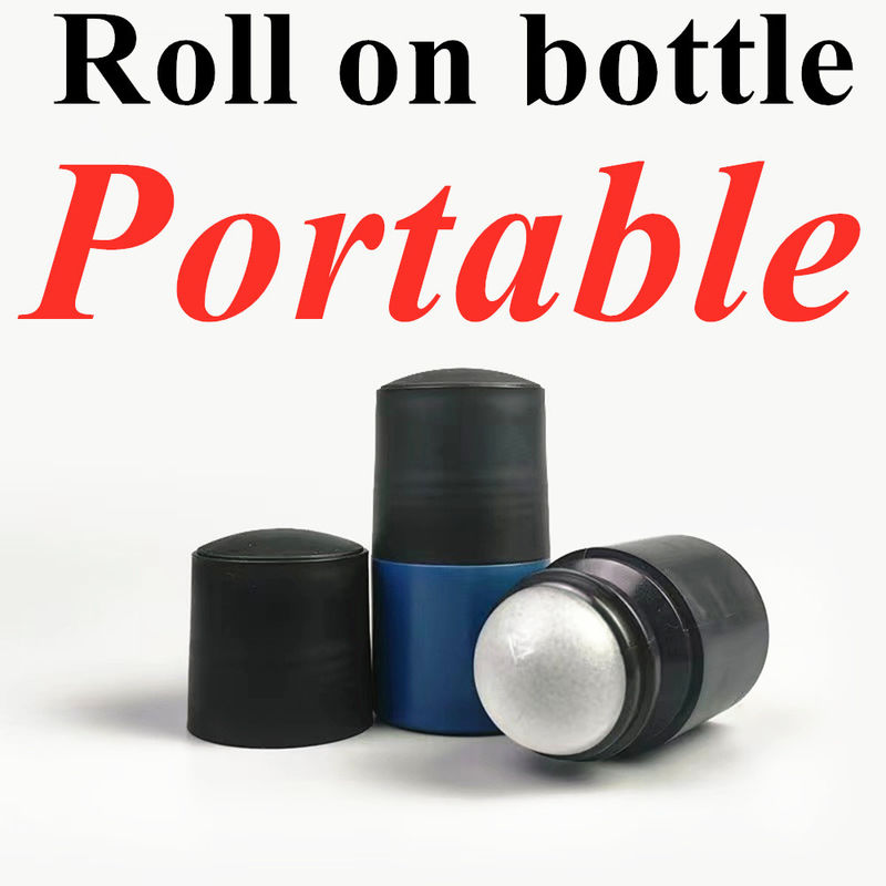 50 ml Zwarte lege HDPE plastic rolbal Plastic Roll on Deodorant Antiperspirant Fles met zwart deksel