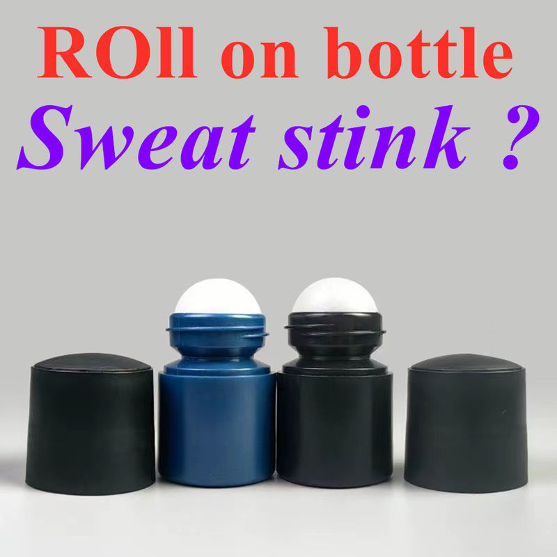 50 ml Zwarte lege HDPE plastic rolbal Plastic Roll on Deodorant Antiperspirant Fles met zwart deksel