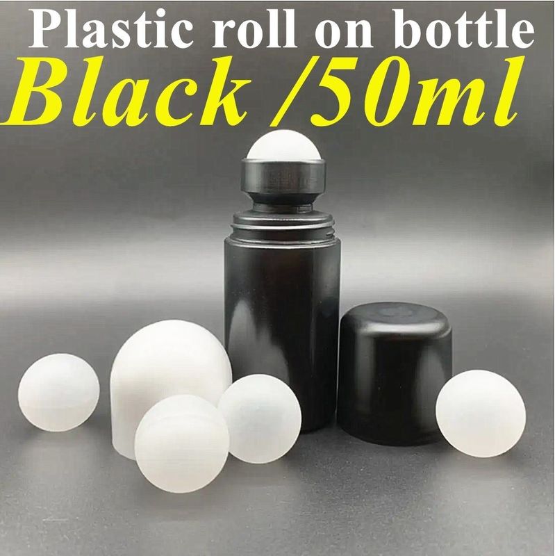 50 ml Zwarte lege HDPE plastic rolbal Plastic Roll on Deodorant Antiperspirant Fles met zwart deksel