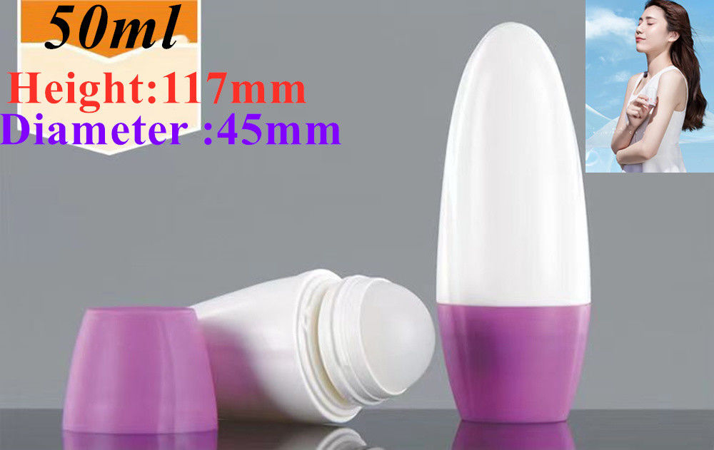 HDPE 30 ml 50 ml 60 ml Plastic Roll on Cylindrical Round Roller Bottle Deodorant fles Container met Plastic Roller Ball