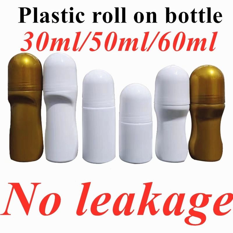 30 ml 50 ml 60 ml HDPE Plastic White Plastic Deodorant Essentiële Olie Rol op Fles met Roller Ball