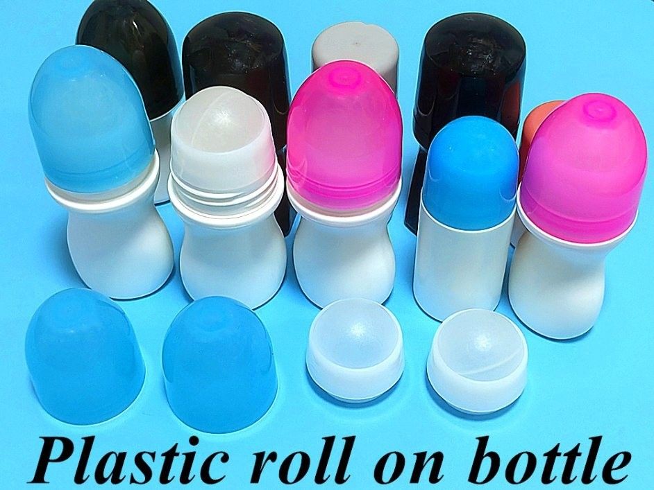 HDPE 30ml 50ml 60ml 100ml Plastic Roll on White Cylindrical Round Roller Bottle Deodorant Container met roll on ball