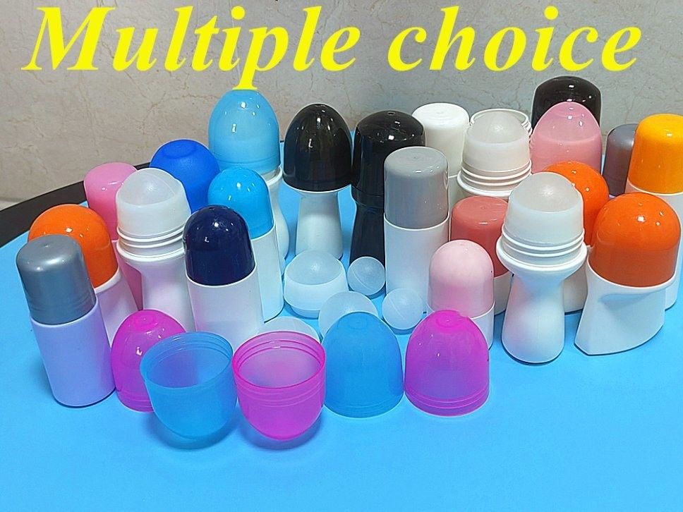 HDPE 30ml 50ml 60ml 100ml Plastic Roll on White Cylindrical Round Roller Bottle Deodorant Container met roll on ball