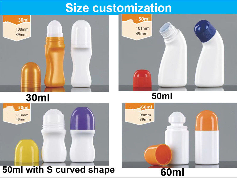 30 ml 50 ml HDPE zonnebrandcrème voor lichaamsverzorging lege essentiële olie Plastic deodorantfles met rolbal voor lichaamsgeur