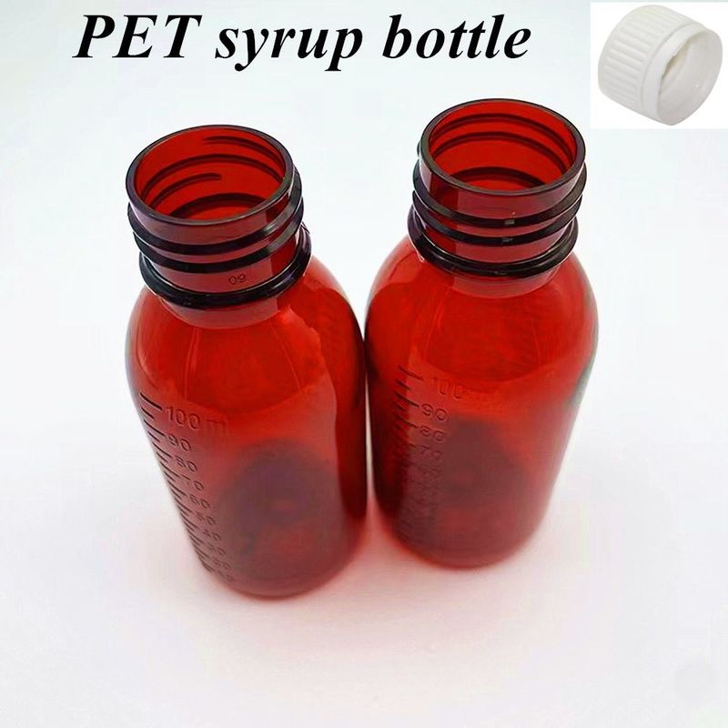 100 ml 120 ml Amber plastic siroop Flessen Farmaceutisch Huisdier Ronde Geneesmiddel Hoest siroop Fles met CRC Caps