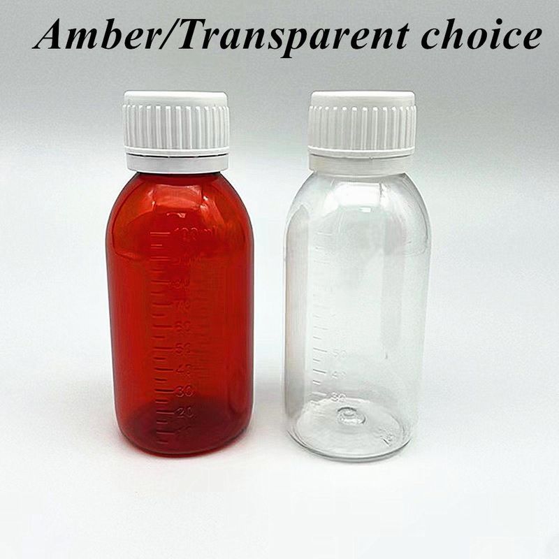 100 ml 120 ml 150 ml Ronde lege Plastic huisdiergeneesmiddel Vloeibare orale suspensie Fles Amber Cought Syrup Fles