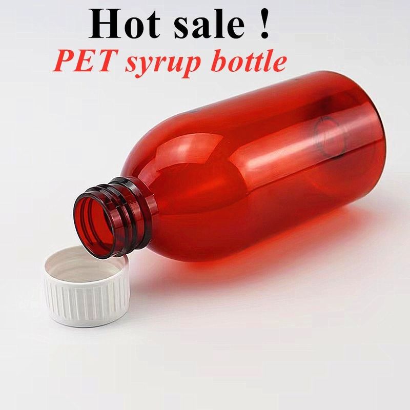 3oz 4oz Amber Syrup Glasfles met 28mm nek Plastic Pharmaceutical Hoest Syrup Fles voor orale vloeistof