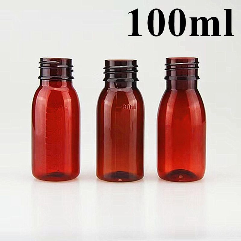 3oz 4oz Amber Syrup Glasfles met 28mm nek Plastic Pharmaceutical Hoest Syrup Fles voor orale vloeistof