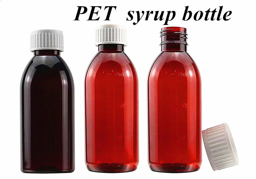 3 oz 4 oz 5 oz Amber Pet Hoest siroop Vloeibare fles Ronde medicijn orale vloeistof siroop fles met CRC Schroef Cap