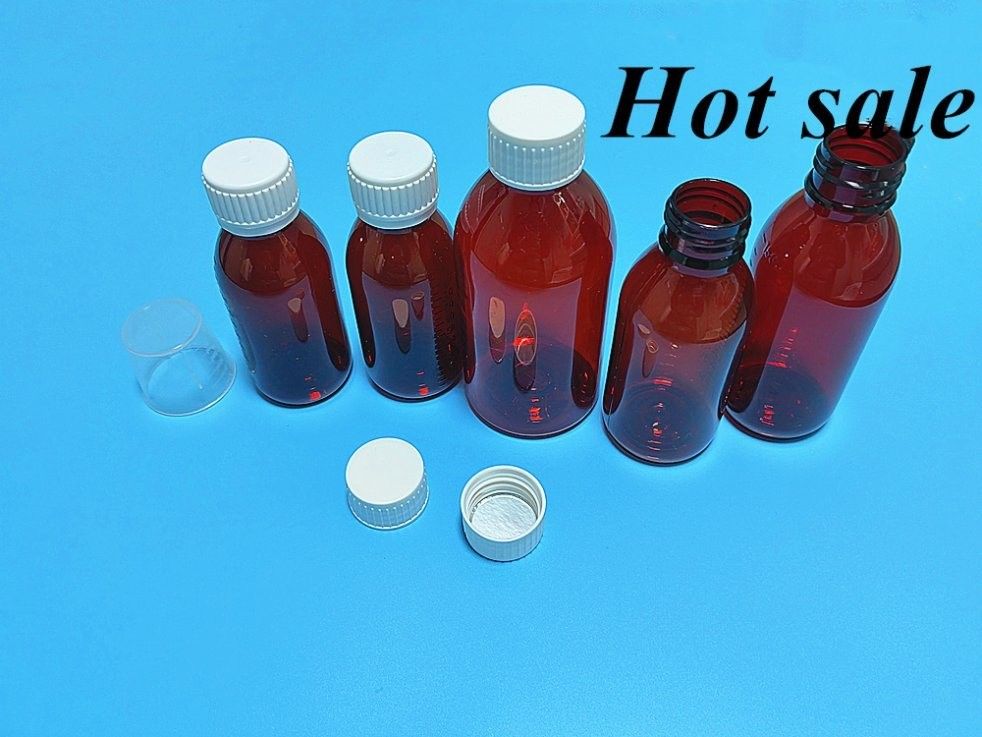 100 ml 120 ml Hoest siroop Fles Oraal Vloeibare Plastic Fles PET Leeg Ronde Amber siroop Plastic Fles