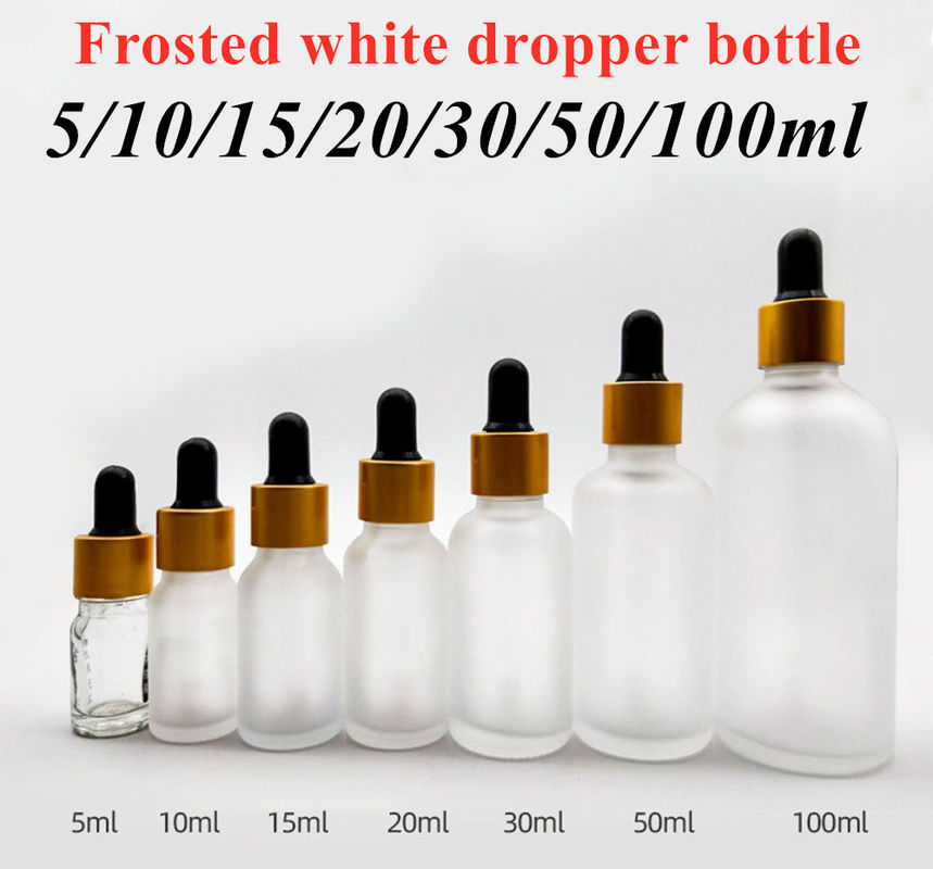 5 ml 20 ml 30 ml 50 ml ronde lege witte glazen glas serum haar olie fles baard olie essentiële olie glazen dropper fles