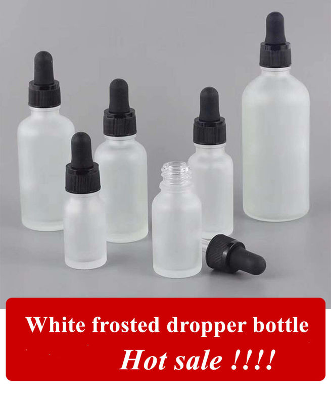 5 ml 10 ml 15 ml 20 ml 30 ml 1 oz lege essentiële oliefles Wit bevroren glazen dropper Fles met gouden ring dropper cap