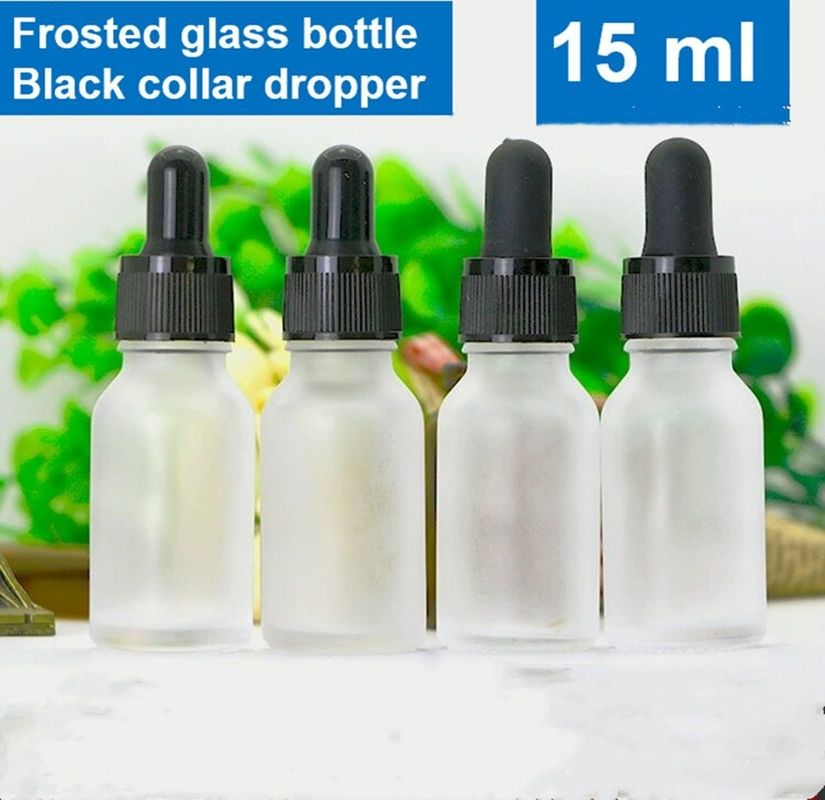 5 ml 10 ml 15 ml 20 ml 30 ml 1 oz lege essentiële oliefles Wit bevroren glazen dropper Fles met gouden ring dropper cap