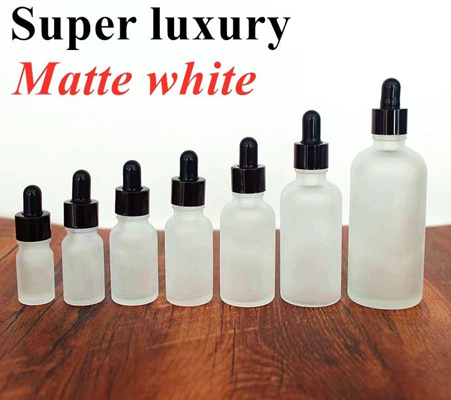 Luxe 15ml 20ml 30ml 50ml lege essentiële olie Mat wit gegroost amber essentiële olie glas Dropper fles