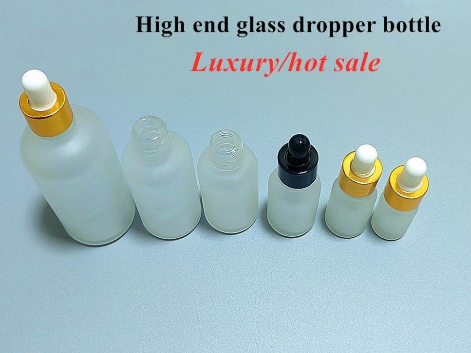 10 ml 20 ml 30 ml 50 ml 100 ml Schuin schouderglas Essentiële oliefles Wit bevroren druppelfles voor serum huidverzorging