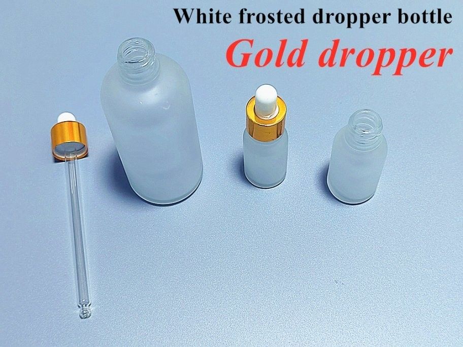 5 ml 10 ml 15 ml 20 ml 30 ml 50 ml lege ronde cosmetische essentiële oliefles Bevroren witte glazen fles met glazen pipet
