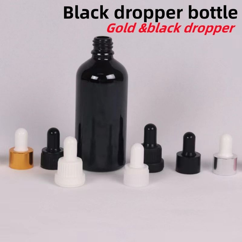 10 ml 20 ml 30 ml 50 ml Zwarte glazen dropper fles fles essentiële olie glazen fles glazen fles met kind bescherm dropper