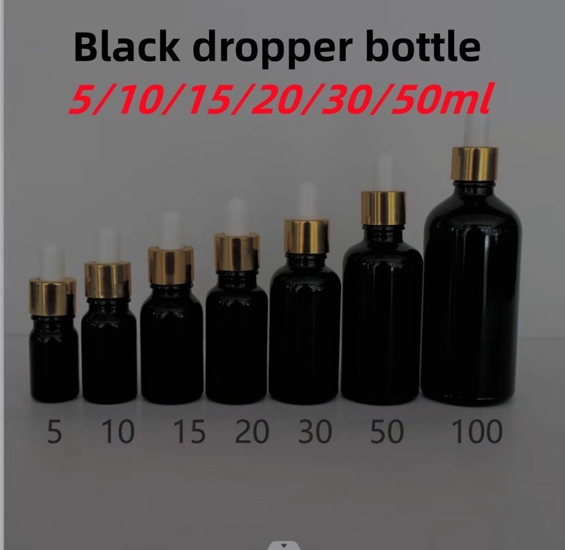 10 ml 20 ml 30 ml 50 ml Zwarte glazen dropper fles fles essentiële olie glazen fles glazen fles met kind bescherm dropper