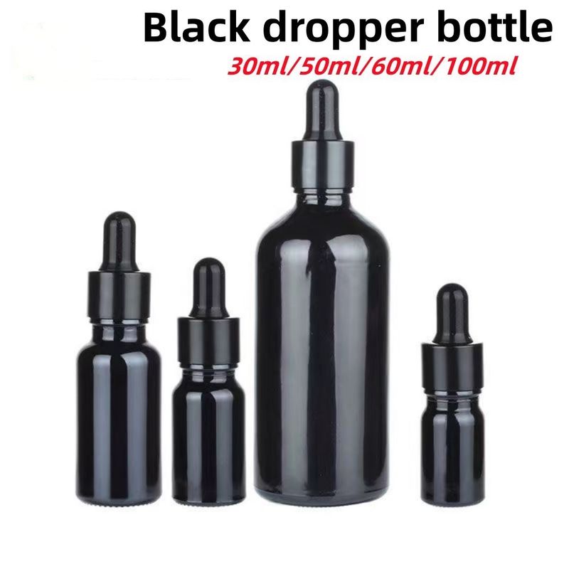 10 ml 20 ml 30 ml 50 ml Zwarte glazen dropper fles fles essentiële olie glazen fles glazen fles met kind bescherm dropper