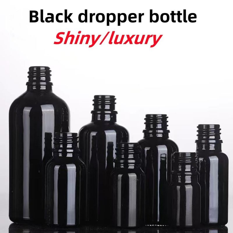 10 ml 15 ml 20 ml 30 ml 50 ml 100 ml Glanzende zwarte essentiële olie Cosmetische glasdruppelfles