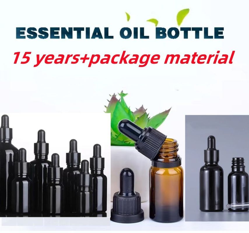 10 ml 20 ml 30 ml 50 ml lege ronde essentiële oliefles Glanzend zwart glas dropperfles met gekalibreerde glaspiegette
