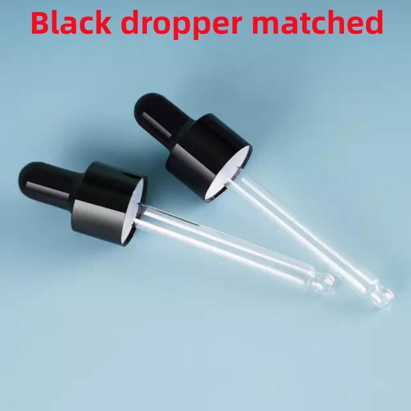 10 ml 20 ml 30 ml 50 ml lege ronde essentiële oliefles Glanzend zwart glas dropperfles met gekalibreerde glaspiegette