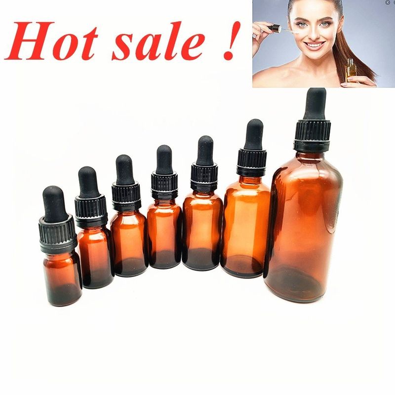 Verpakking van essentiële oliën 1OZ 2OZ 20ml 30ml 50ml Amber essentiële olieserum Glasdruppelfles met kinderdichte dop