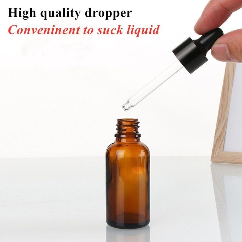 Verpakking van essentiële oliën 1OZ 2OZ 20ml 30ml 50ml Amber essentiële olieserum Glasdruppelfles met kinderdichte dop