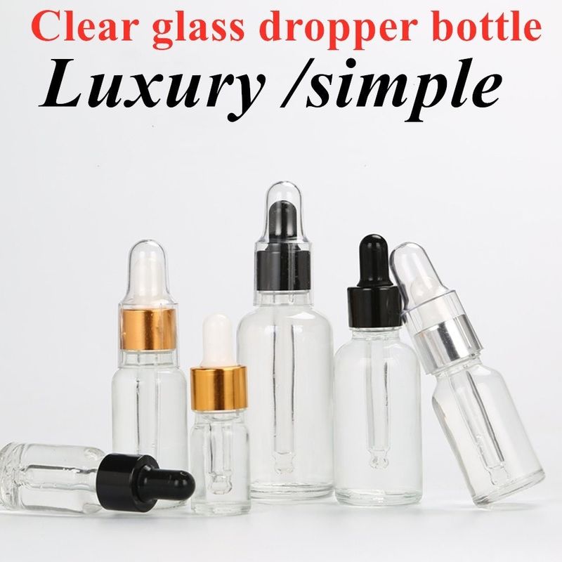 15 ml 20 ml 50 ml 100 ml luxe leeg Helder Doorzichtig Serum voor haar Essentiële olie Glasdruppelfles voor huidverzorging