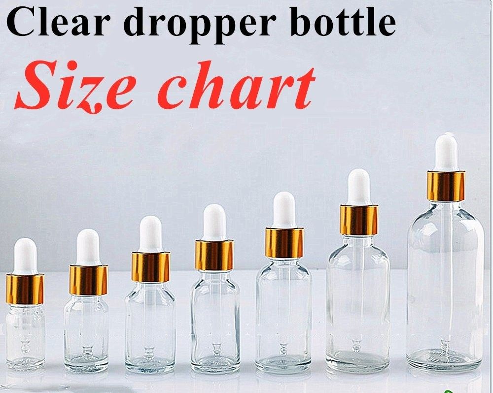15 ml 20 ml 50 ml 100 ml luxe leeg Helder Doorzichtig Serum voor haar Essentiële olie Glasdruppelfles voor huidverzorging