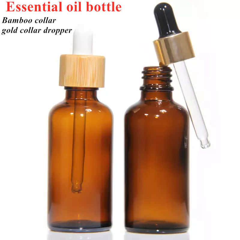 Op maat gemaakt Luxe Make-up Serum Huidverzorging Gebruik Amber Bruin Leeg Essentiële Olie Dropper Flessen met pipet