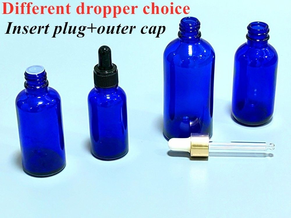 10 ml 20 ml 30 ml 50 ml Leeg Boston Ronde Cosmetische Verpakking Leeg Blauw Essentiële Olie Glas Dropper Fles met Dropper Cap