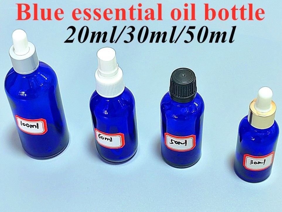 10 ml 20 ml 30 ml 50 ml Leeg Boston Ronde Cosmetische Verpakking Leeg Blauw Essentiële Olie Glas Dropper Fles met Dropper Cap