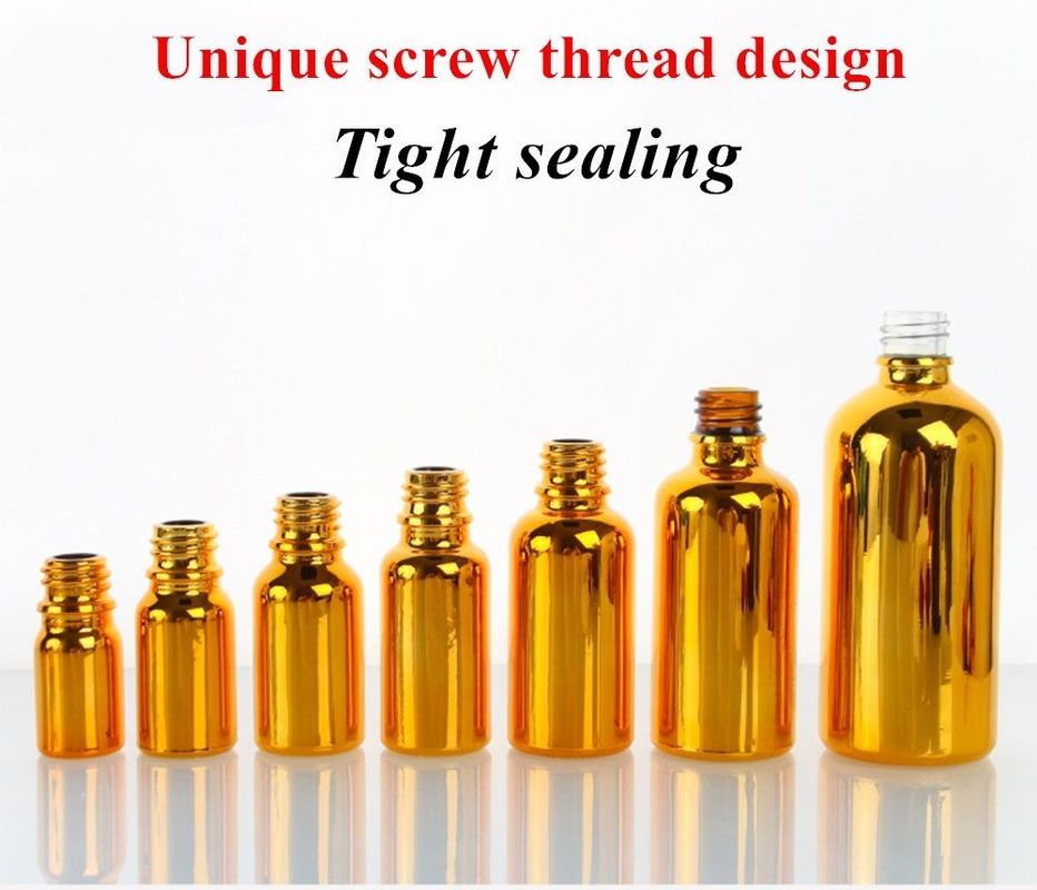 Luxe Glanzend 30 ml 50 ml 60 ml Goud UV Elektroplaat Serum gouden glas Essentiële olie Glas Dropper Fles met Spray Head