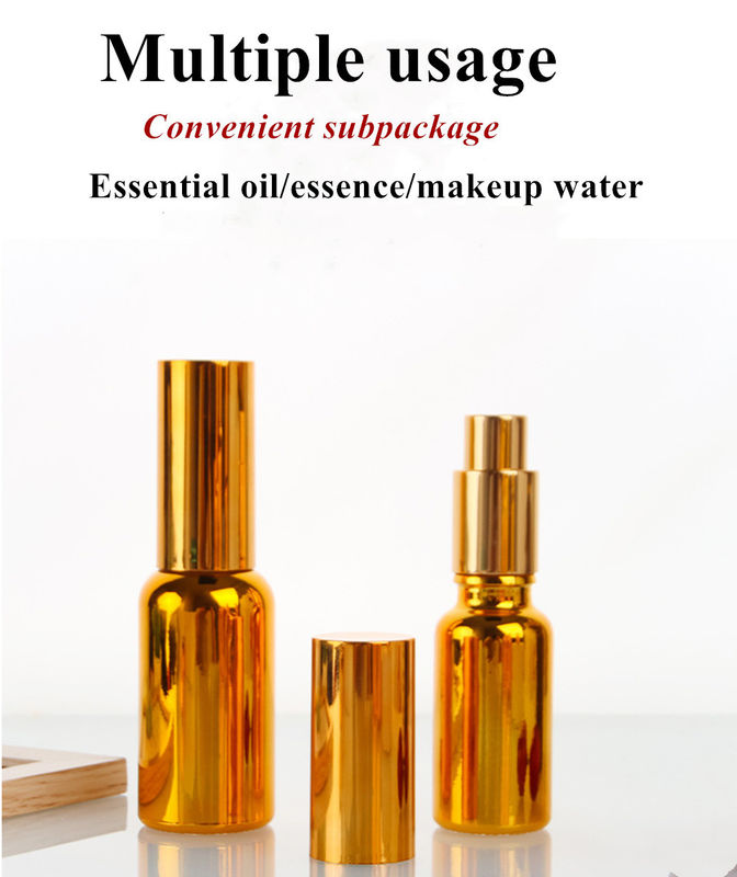 Luxe Glanzend 30 ml 50 ml 60 ml Goud UV Elektroplaat Serum gouden glas Essentiële olie Glas Dropper Fles met Spray Head
