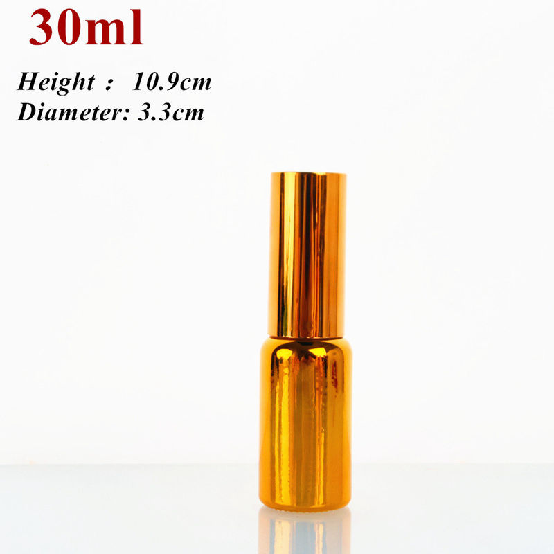 Luxe Glanzend 30 ml 50 ml 60 ml Goud UV Elektroplaat Serum gouden glas Essentiële olie Glas Dropper Fles met Spray Head