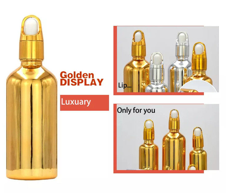 Hoogwaardige Luxe Cosmetische Verpakking 10ml 20ml 30ml 50ml Elektroplatering Goud Essentiële Oliën Serum Glas Dropper fles