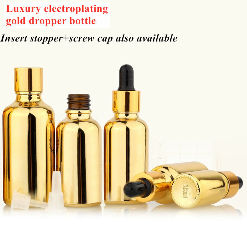20 ml 30 ml 50 ml Leeg Herbruikbaar Elektroplatering Goud Cosmetische Verpakking Serum Huidverzorging essentiële olie Glasdruppelfles