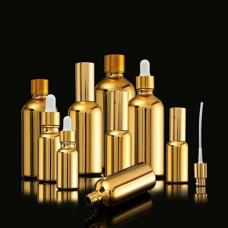 30 ml 50 ml Elektroplatering Goud Zilver Glas Spray Cosmetica Fles Goud cosmetica Essentiële olie Fles