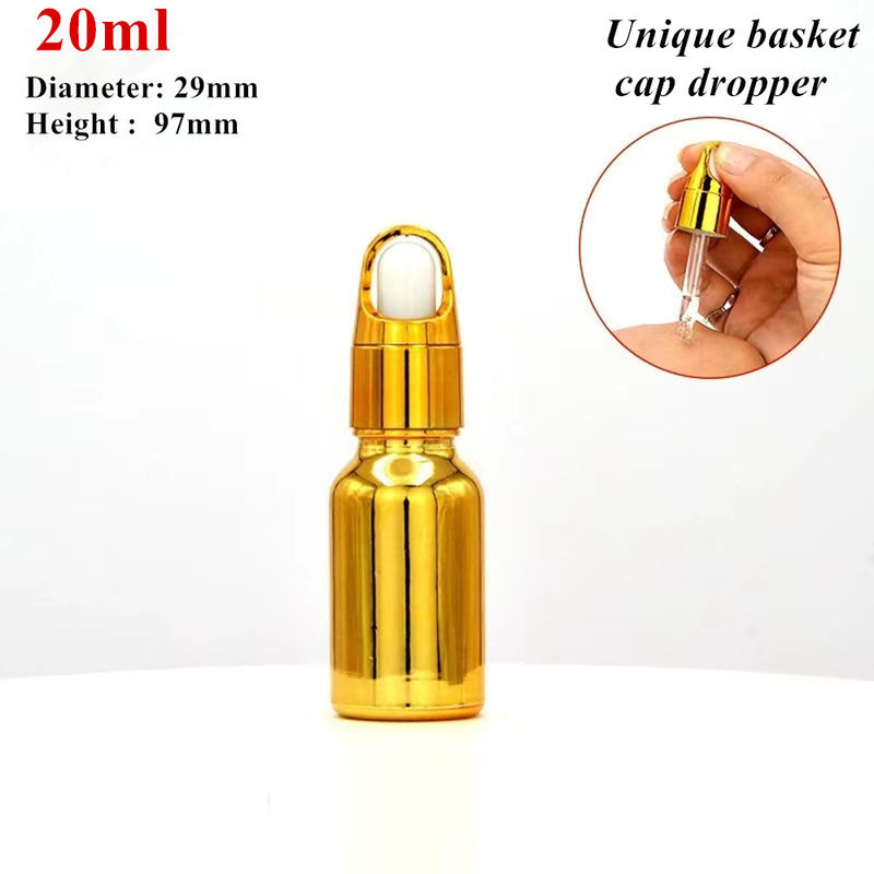 10 ml 20 ml 30 ml 50 ml Elektroplaten Goudkleur Luxe Cosmetische Verpakking Glasdruppelflessen voor het gebruik van essentiële oliën