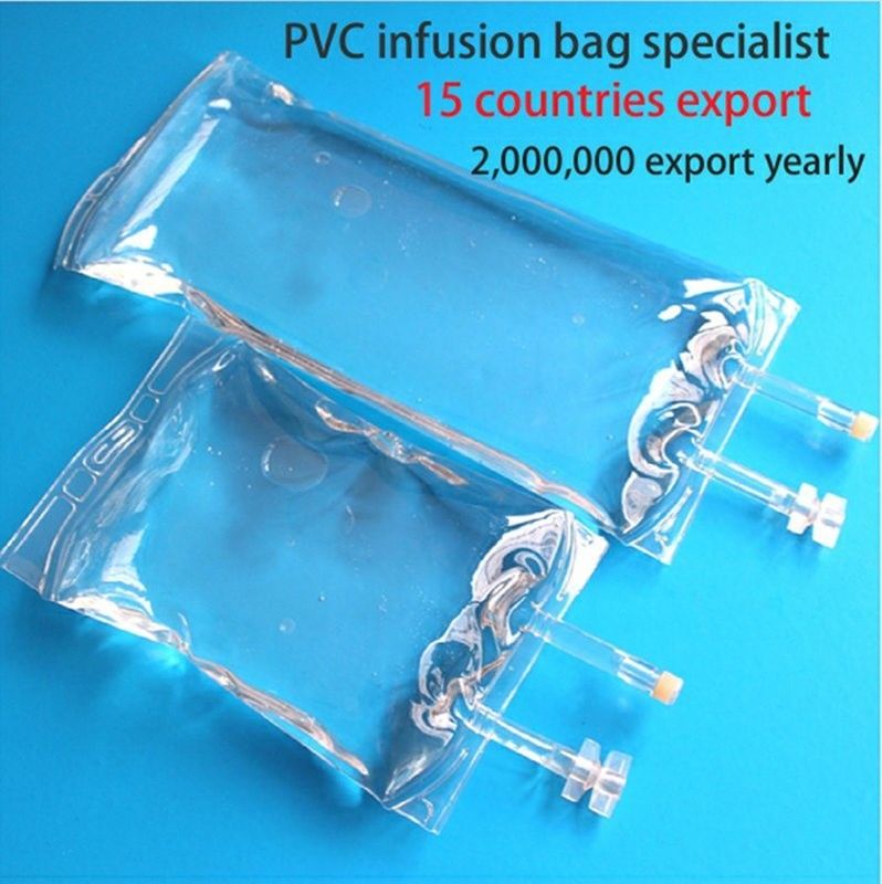 Grote volume 2000 ml 3000 ml 5000 ml 7 mm veterinaire wegwerp PVC infusie IV zak met draai-off dubbele poort