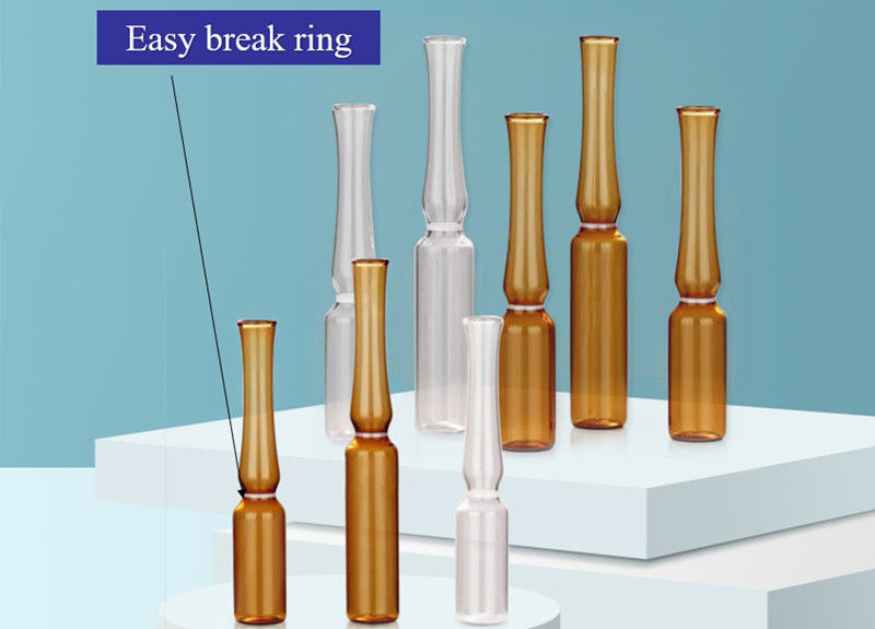 1 ml 2 ml 5 ml Breaking Ring Transparent Amber Glass Ampoule USP I Farmaceutische Verpakking Glas ampul met ISO-norm
