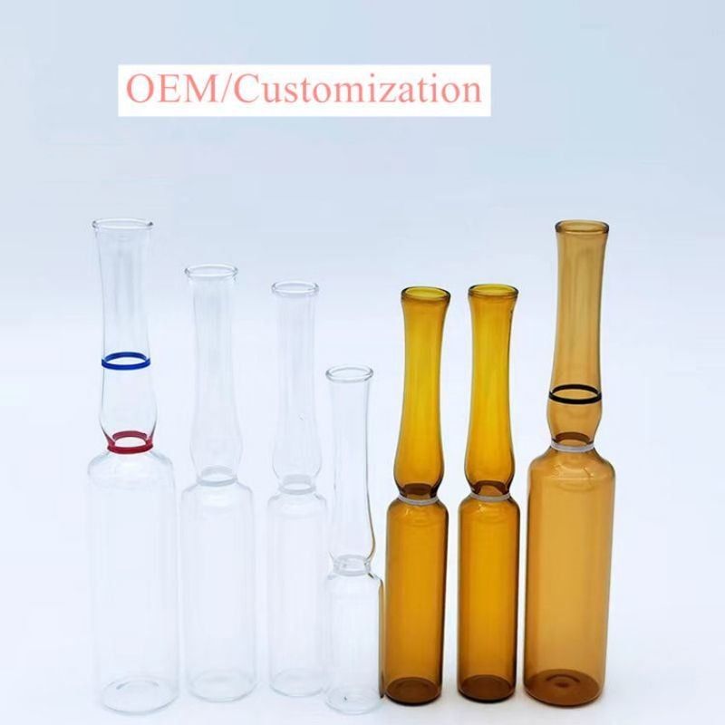 1 ml 2 ml 5 ml Breaking Ring Transparent Amber Glass Ampoule USP I Farmaceutische Verpakking Glas ampul met ISO-norm