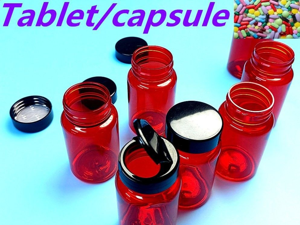 Hoogwaardige 100 ml rode lege tablet voor huisdieren Calcium Farmaceutische verpakking Geneesmiddelen Vitamine capsule medicijnfles