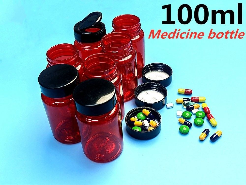 Hoogwaardige 100 ml rode lege tablet voor huisdieren Calcium Farmaceutische verpakking Geneesmiddelen Vitamine capsule medicijnfles