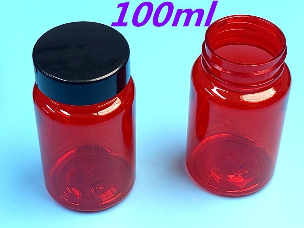 PET Plastic Rood 100ml 150ml Vaste geneesmiddelenfles Capsule Pillenfles Verpakkingscontainer Gezondheidszorg Supplement Fles