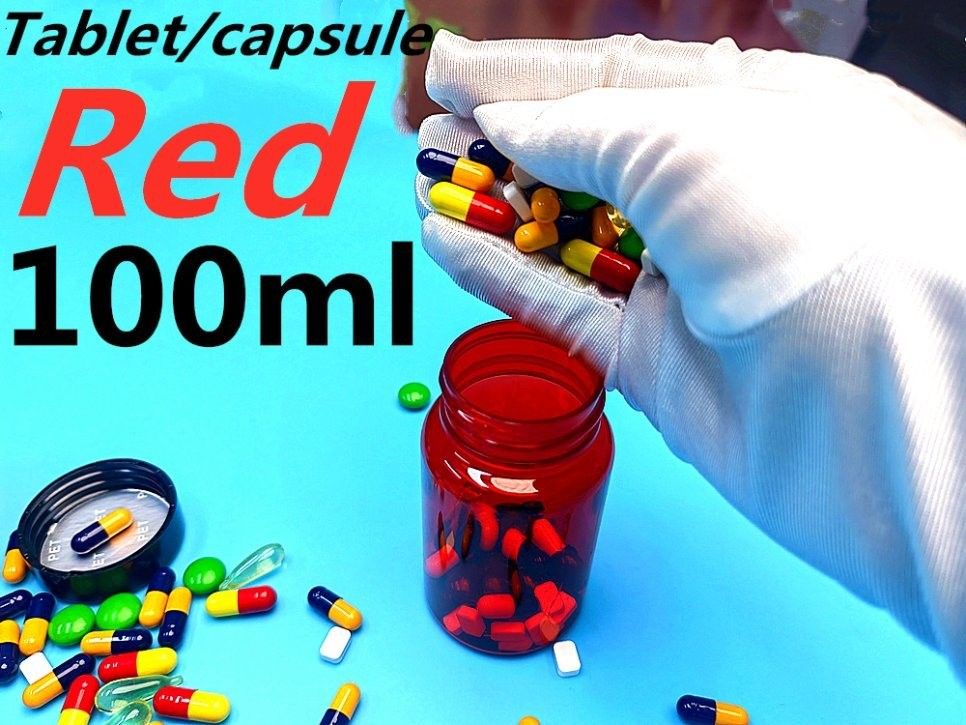 PET Plastic Rood 100ml 150ml Vaste geneesmiddelenfles Capsule Pillenfles Verpakkingscontainer Gezondheidszorg Supplement Fles