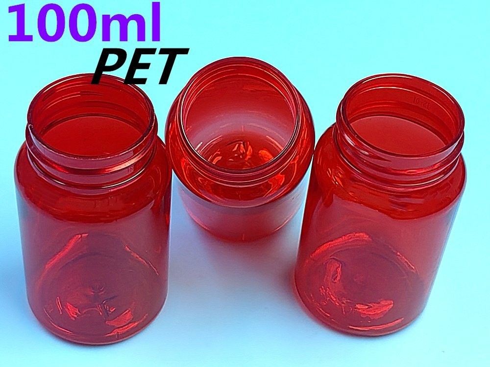 PET Plastic Rood 100ml 150ml Vaste geneesmiddelenfles Capsule Pillenfles Verpakkingscontainer Gezondheidszorg Supplement Fles