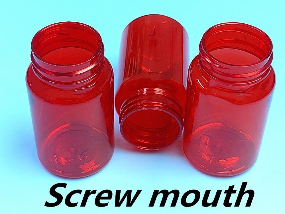 Gezondheidszorg Geneesmiddelen Pillenfles 100 ml PET Rood Plastic Capsule Verpakking Vitamine Pillen Fles met schroefdop